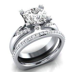 NEW 2PC/Set Round Diamond Engagement Ring 12